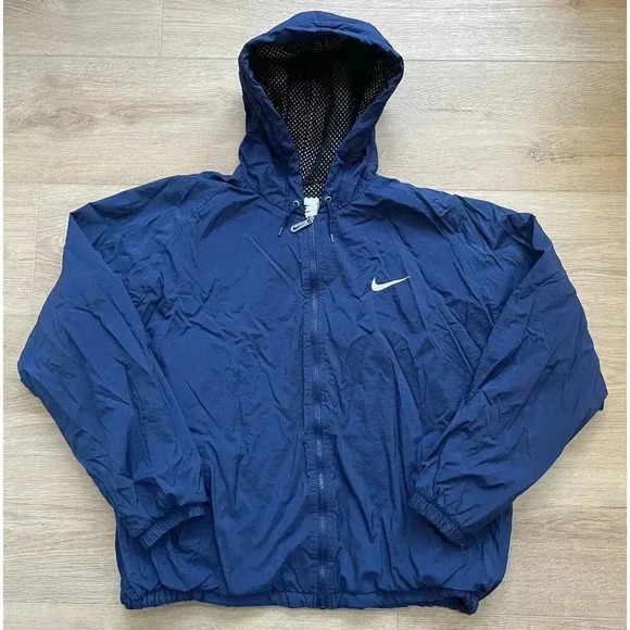 Rare Vintage 90s Nike Men's Heavyweight Windbreaker Big Swoosh Blue XXL - Picture 1 of 13